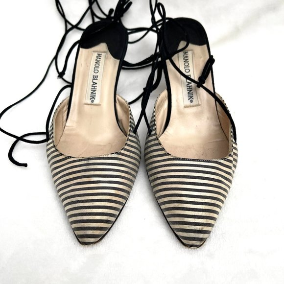 Auc Mannolo Blacknik Lace up heels IT 38,5 - Picture 4 of 14